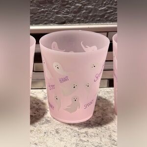 Pink Ghost Halloween Cups Set of 4 Like-New